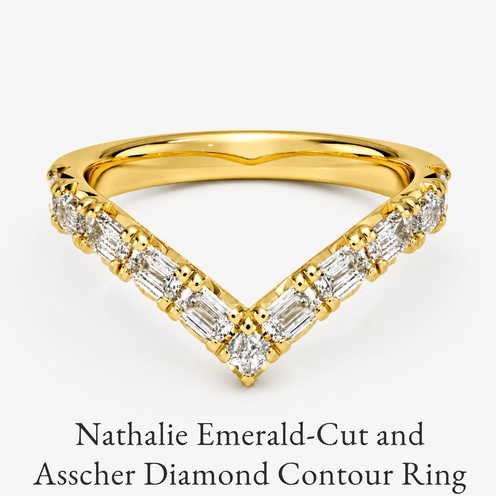 Nathalie Emerald-Cut and Asscher Diamond Contour Ring