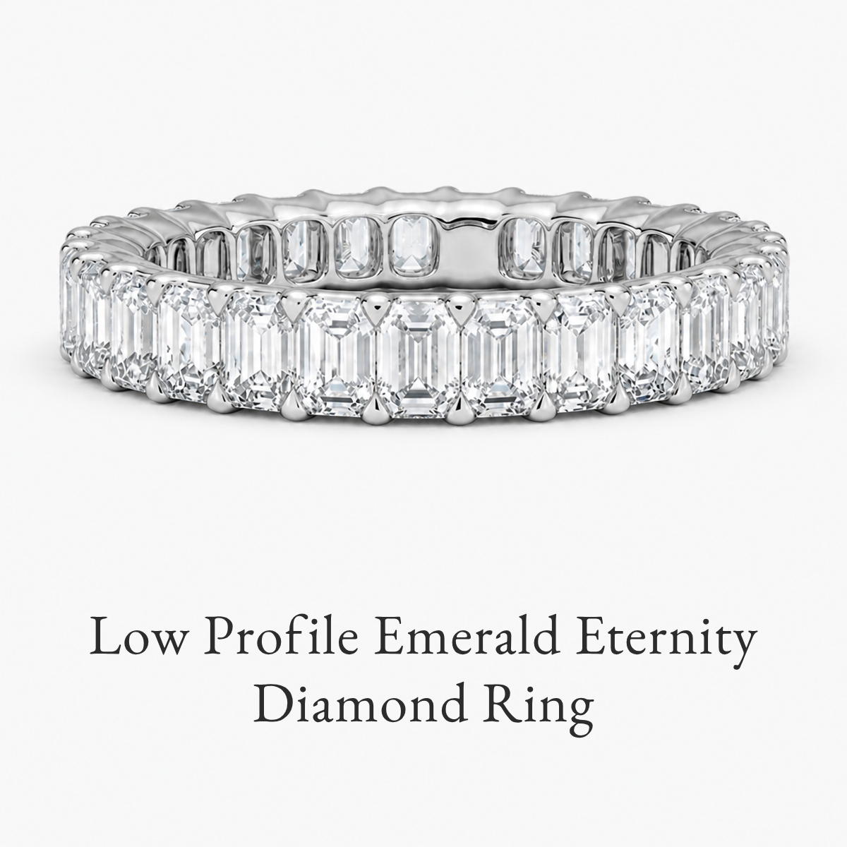 Low Profile Emerald Eternity Diamond Ring