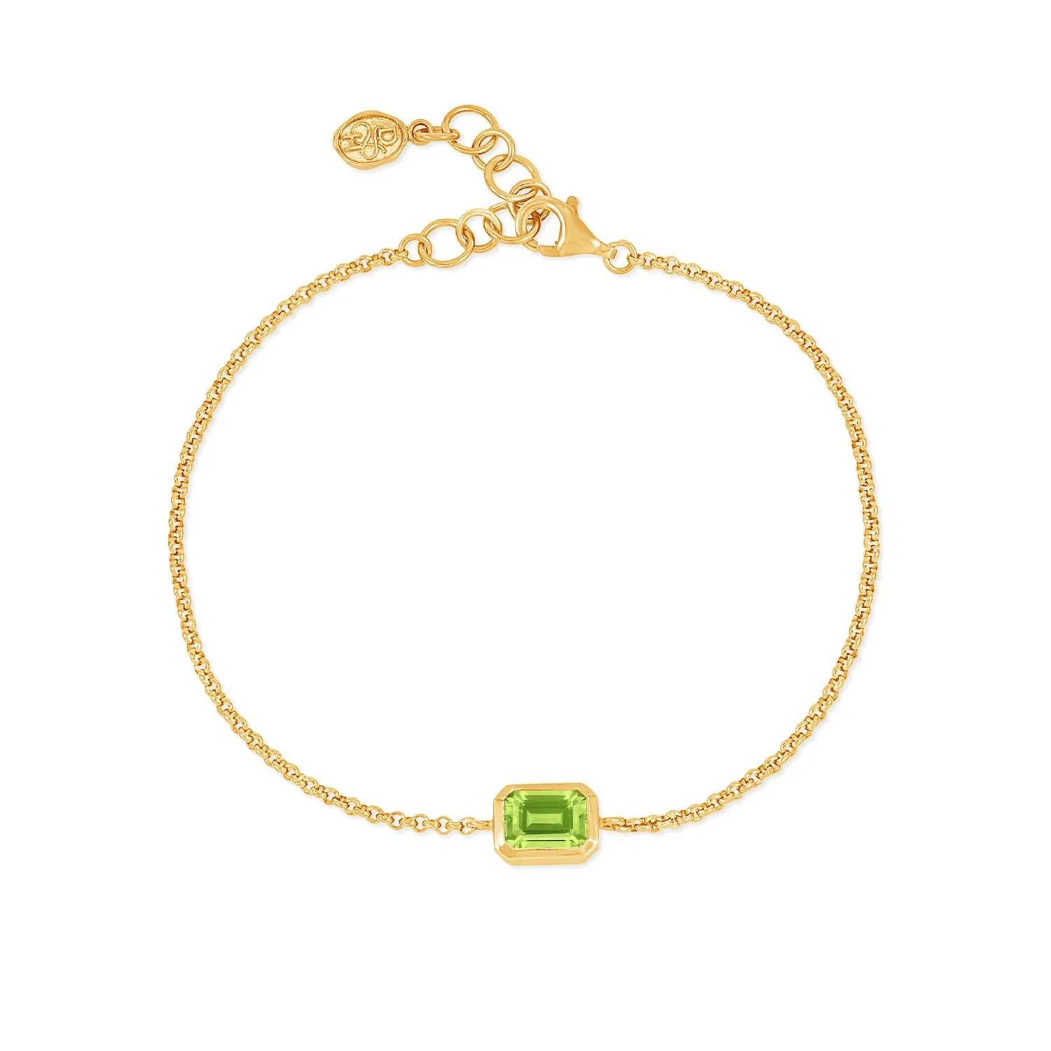 Image of Peridot Octagon Chain Bracelet