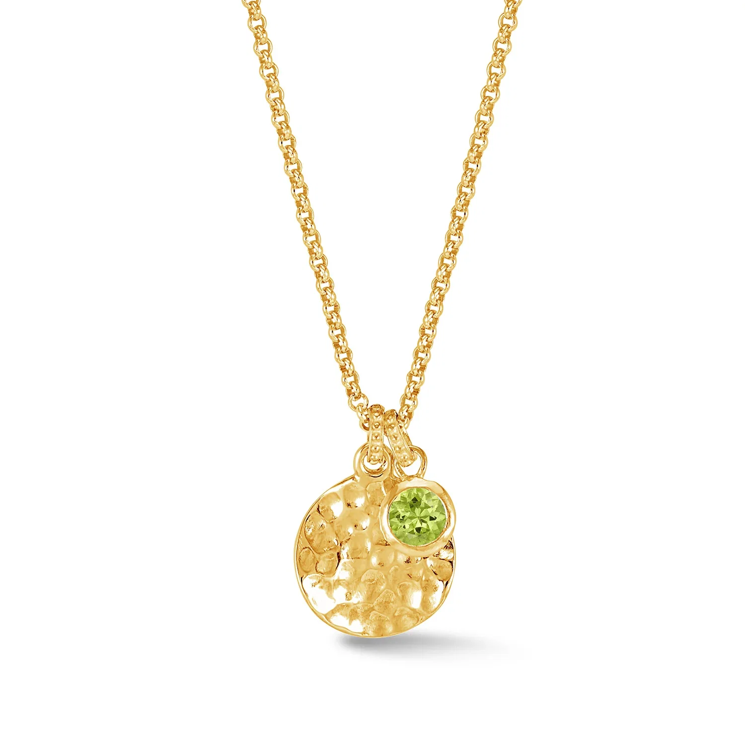 Image of Hammered Disc & 5mm Peridot Array Pendant