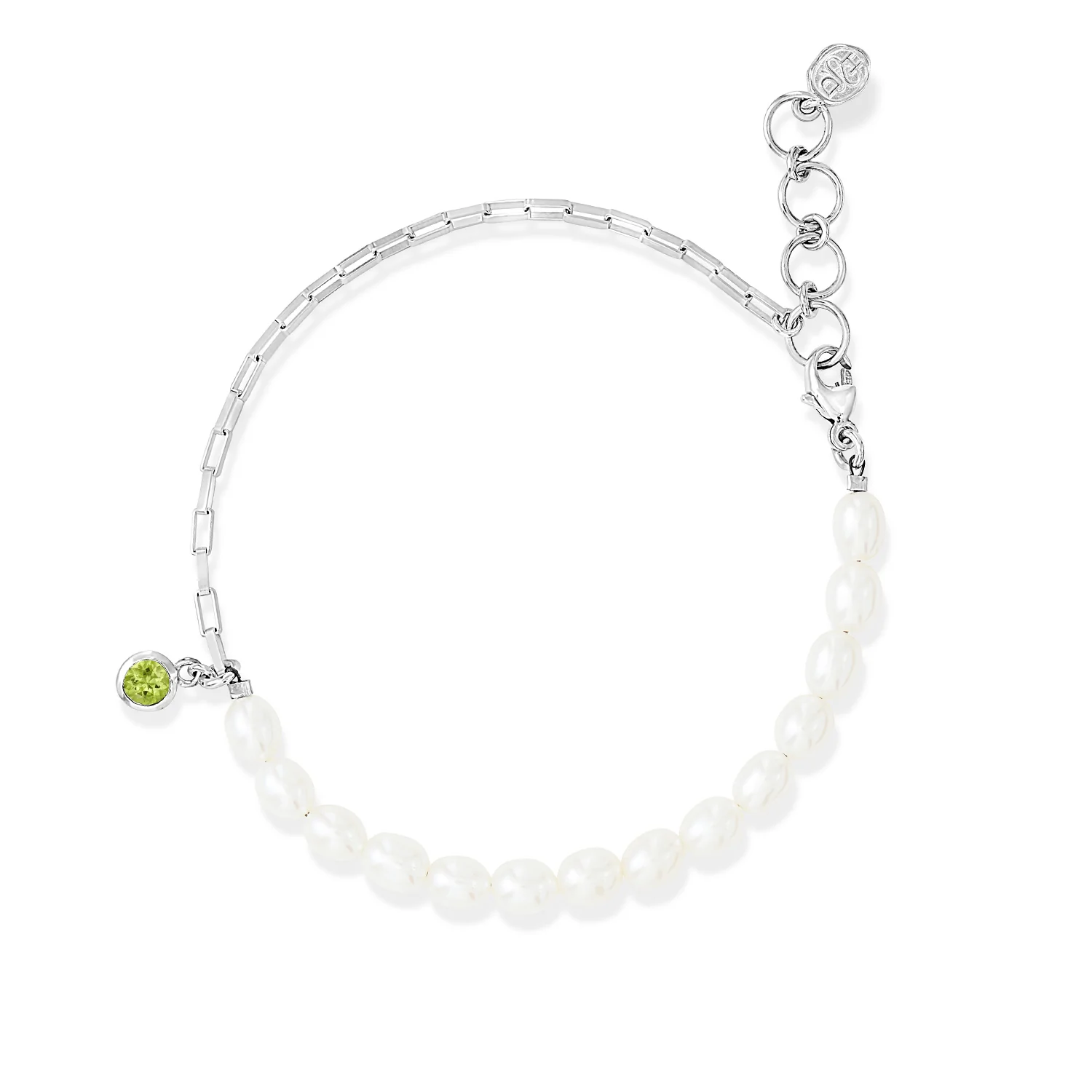 Image of Luna Pearl™ & Peridot Charm Bracelet