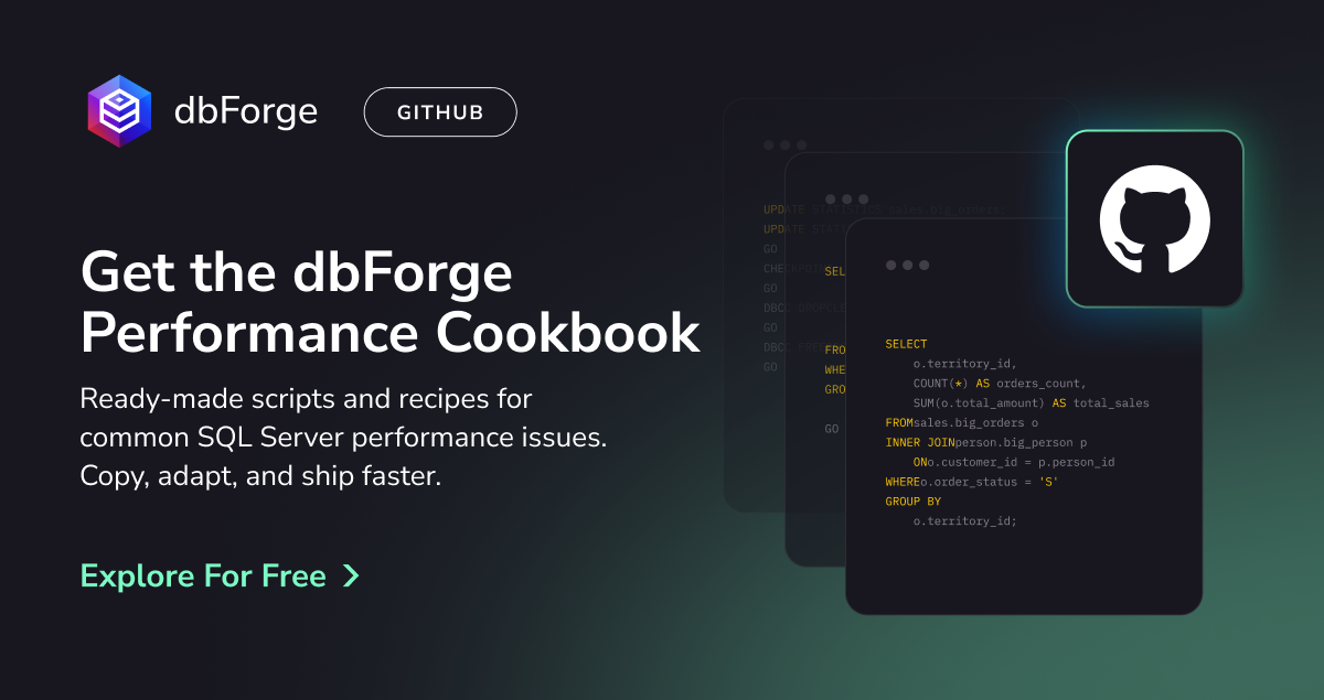 Get the dbForge Performance Cookbook