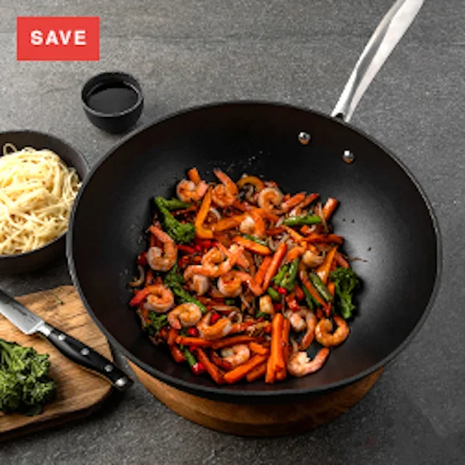 Sagenwolf Titanium Series Non-Stick Wok with Lid, 32cm