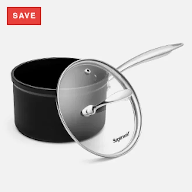 Sagenwolf Titanium Series Non-Stick Saucepan with Glass Lid, 16cm