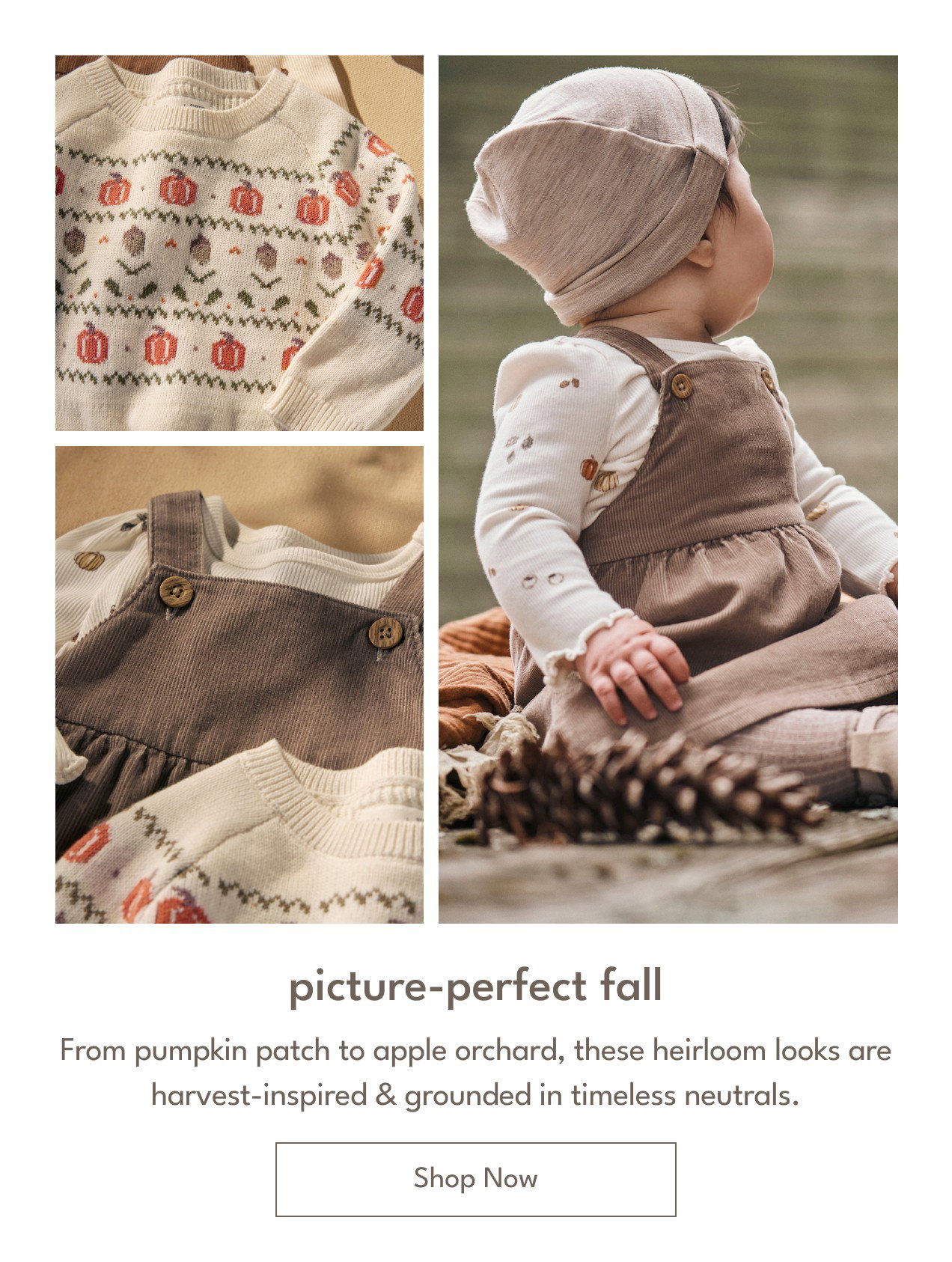 picture-perfect fall | From pumpkin patch to apple orchard, these heirloom looks are harvest-inspired & grounded in timeless neutrals. | Shop Now