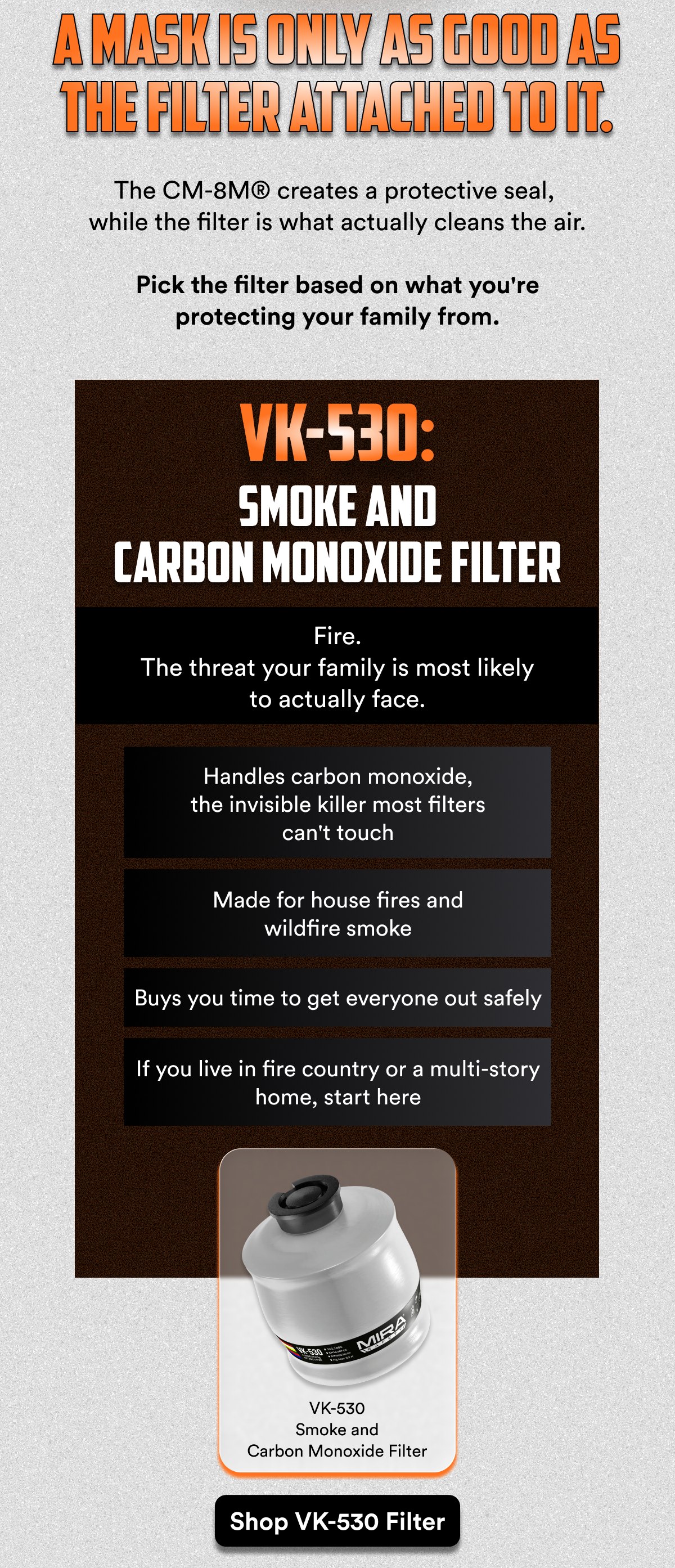 MIRA Safety® VK-530™ Smoke/Carbon Monoxide Filter Cartridges