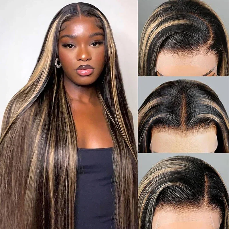 Special offer |20inch=$173.64Megalook 13x6 Three-Go™ Auburn Highlights On Black Glueless Wigs Silky Straight With Drawstring 100% Human Hair Wig