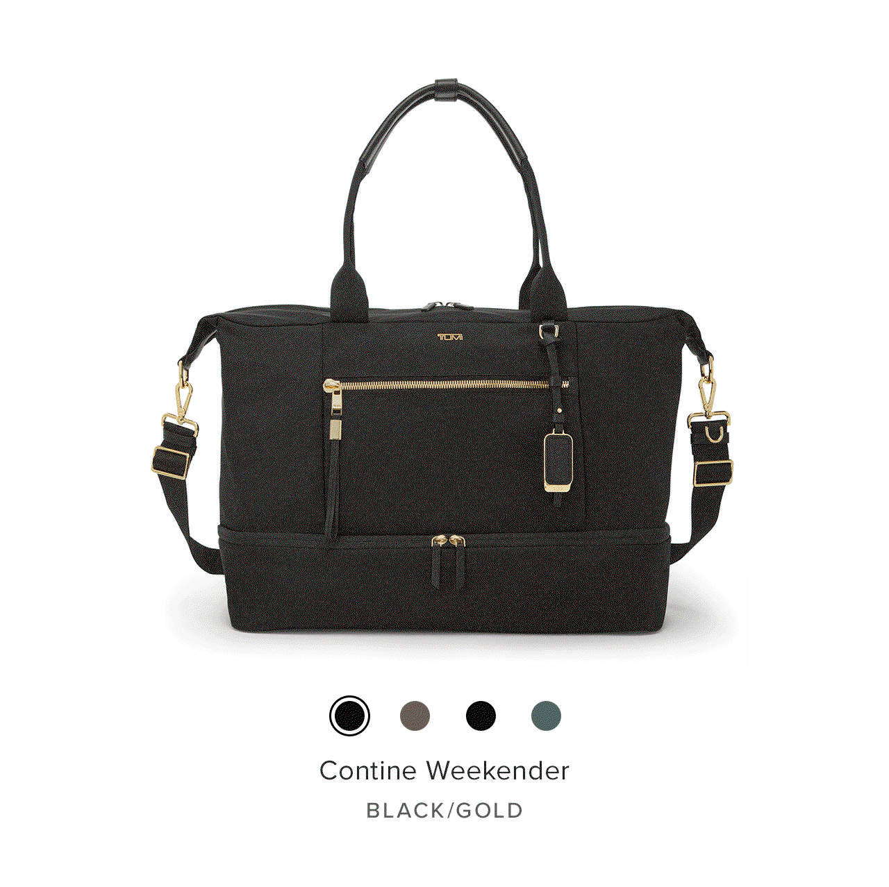 CONTINE WEEKENDER - Available in Black/Gold, Mink, Black/Gunmetal, Alpine Green - This versatile duffel keeps you organized and can be divided into two compartments with a quick zip. It’s perfect for long weekends, work trips and everything in between. SHOP NOW