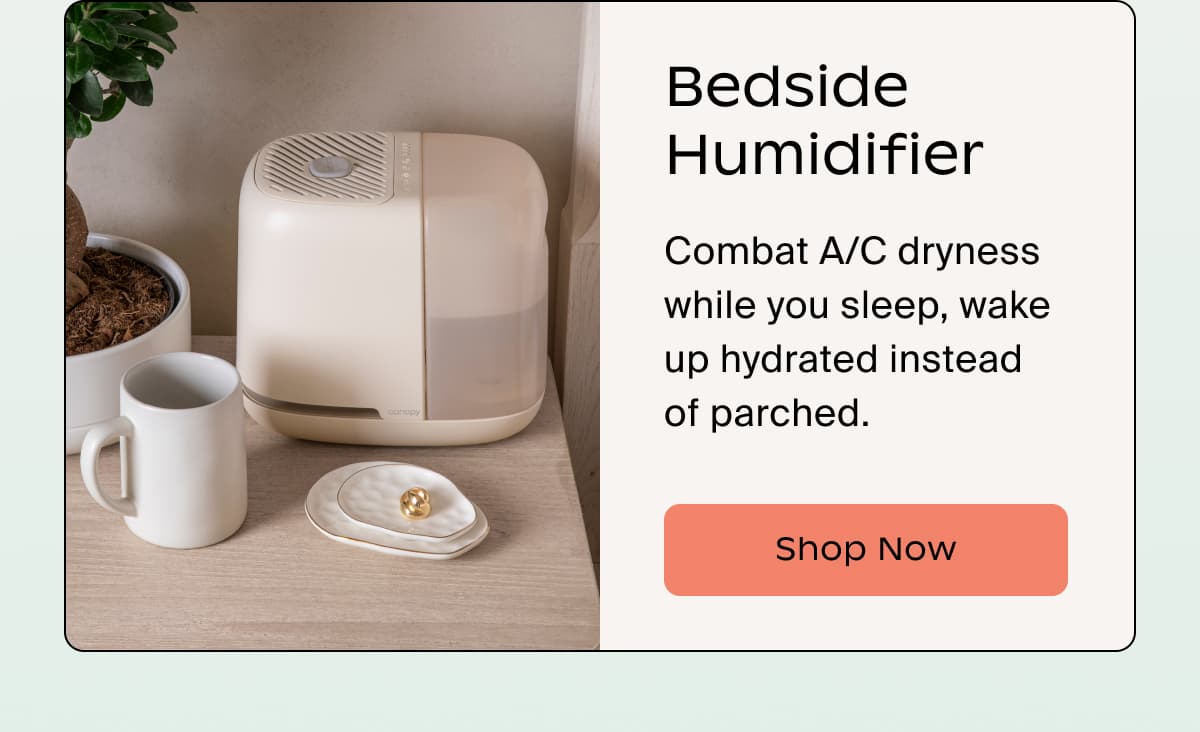 Bedside Humidifier | Combat A/C dryness while you sleep, wake up hydrated instead of parched. | Shop Now