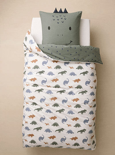 Juego de funda nórdica y funda de almohada - blanco estampado