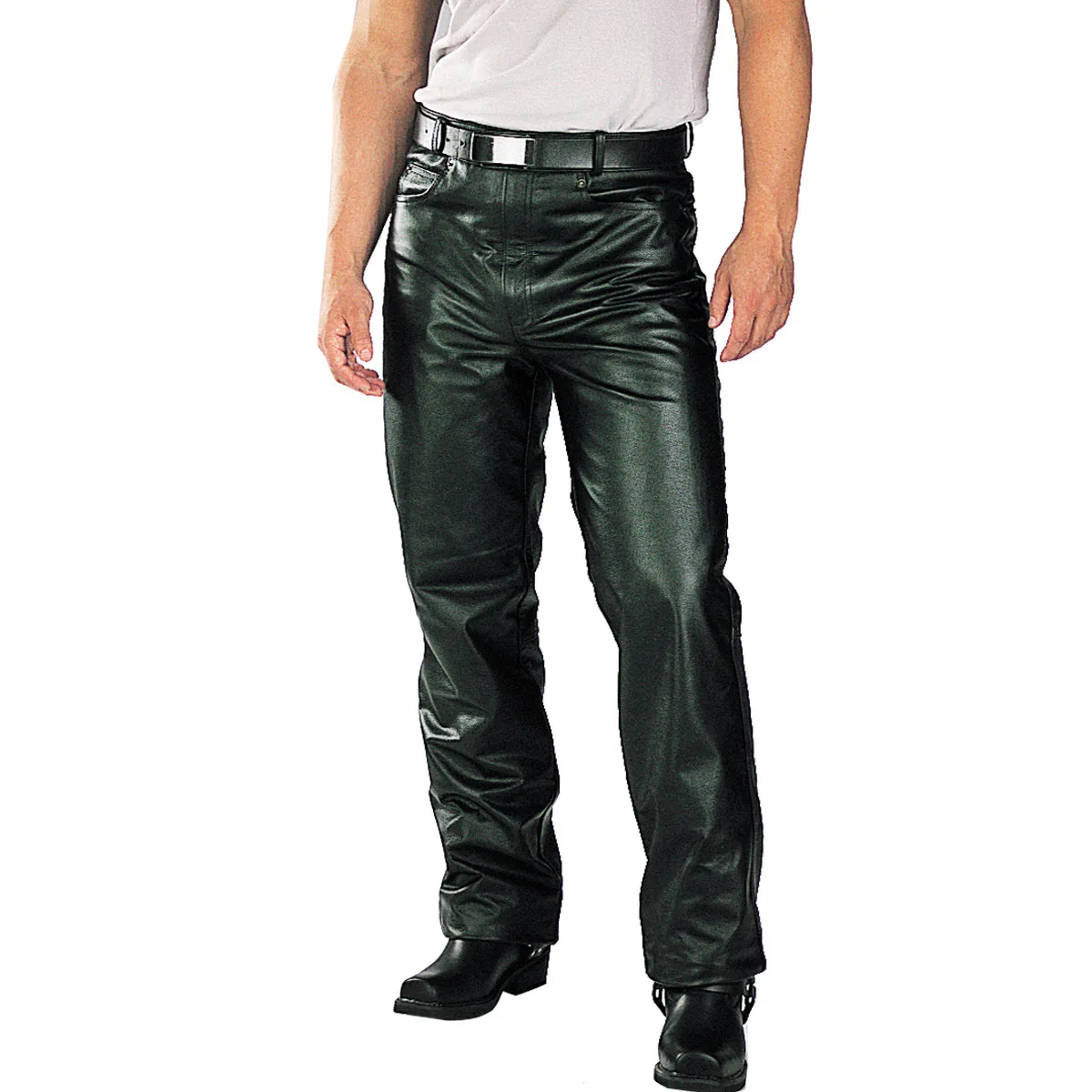 Image of Milwaukee Leather LKM5716 Men's Classic Black Premium Leather Fitted Casual Biker Leather Pants
