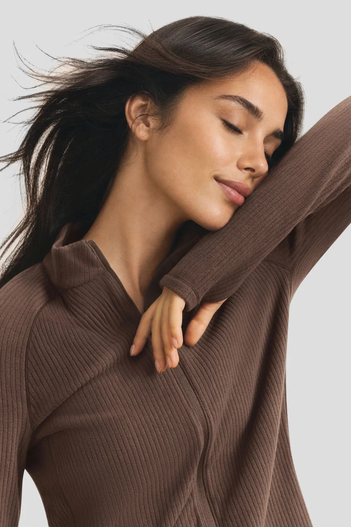 Image of Women's High-Stretch Fleece Straight-Fit Two-Way-Zip Base Layer Top (Mid Warmth) PM022