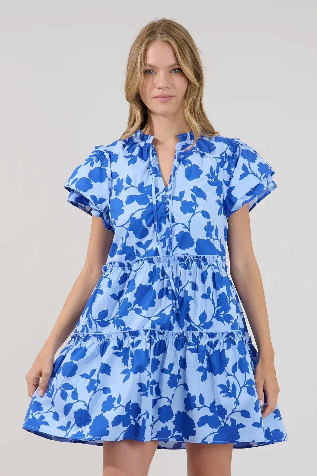 Image of Empire Tiered Mini Dress Palmas
