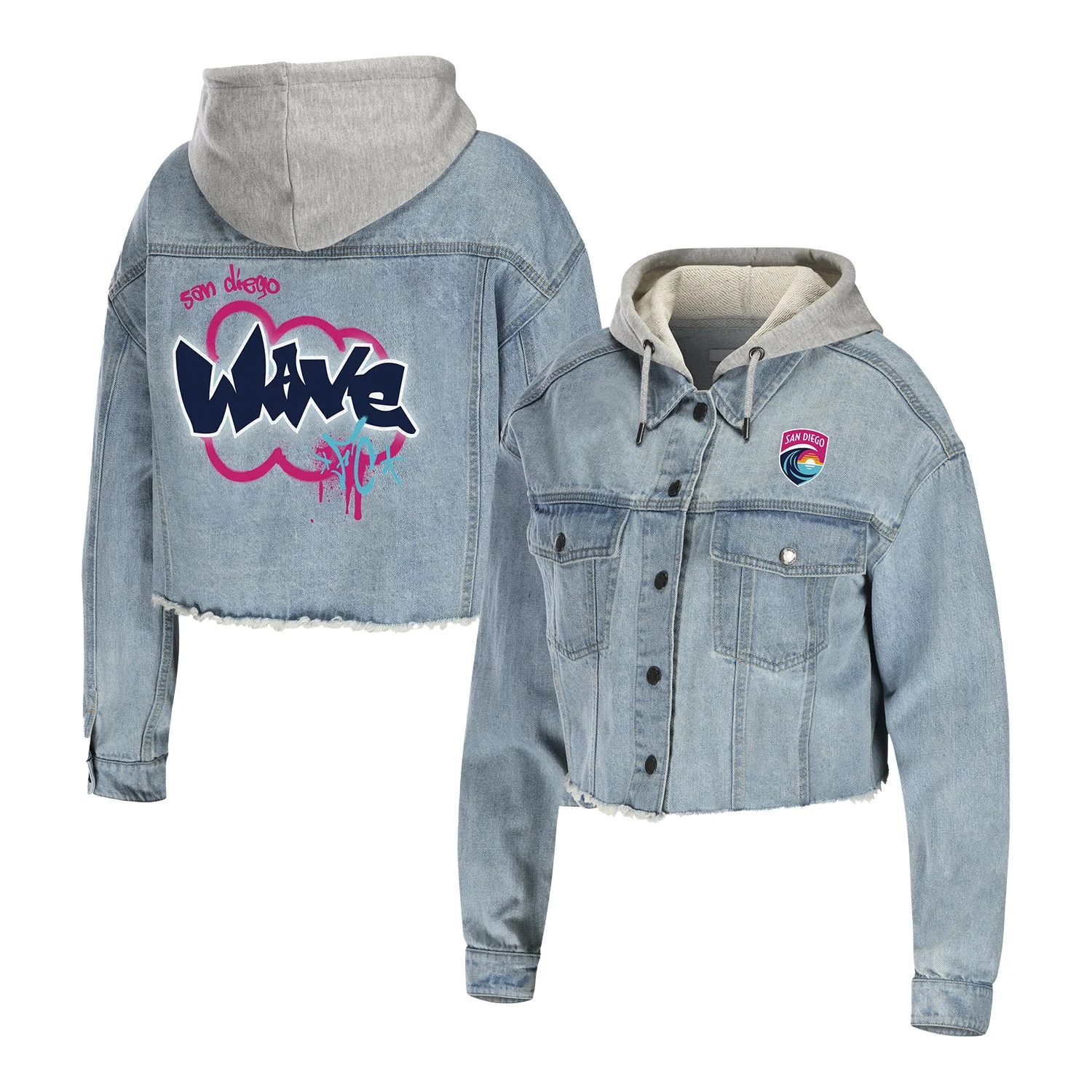 Image of Women's San Diego Wave WEAR Cropped Denim Jacket