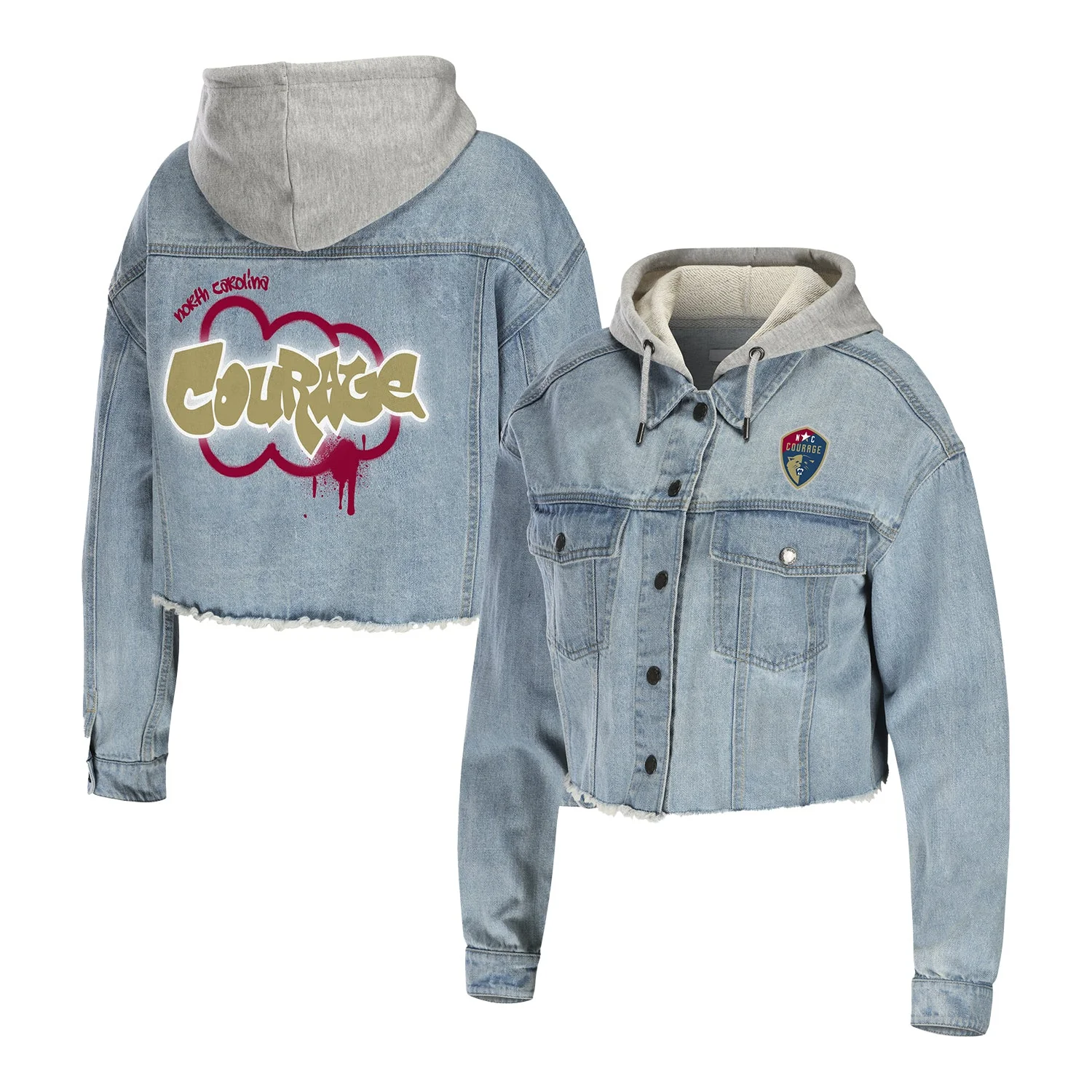 Image of Women's NC Courage WEAR Cropped Denim Jacket