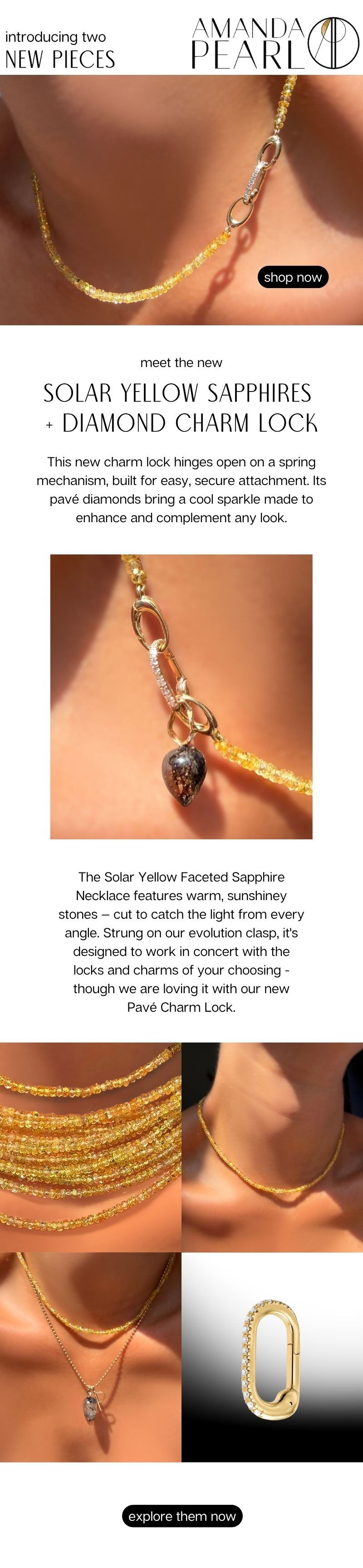 shop the new solar yellow sapphires and diamond charm lock now