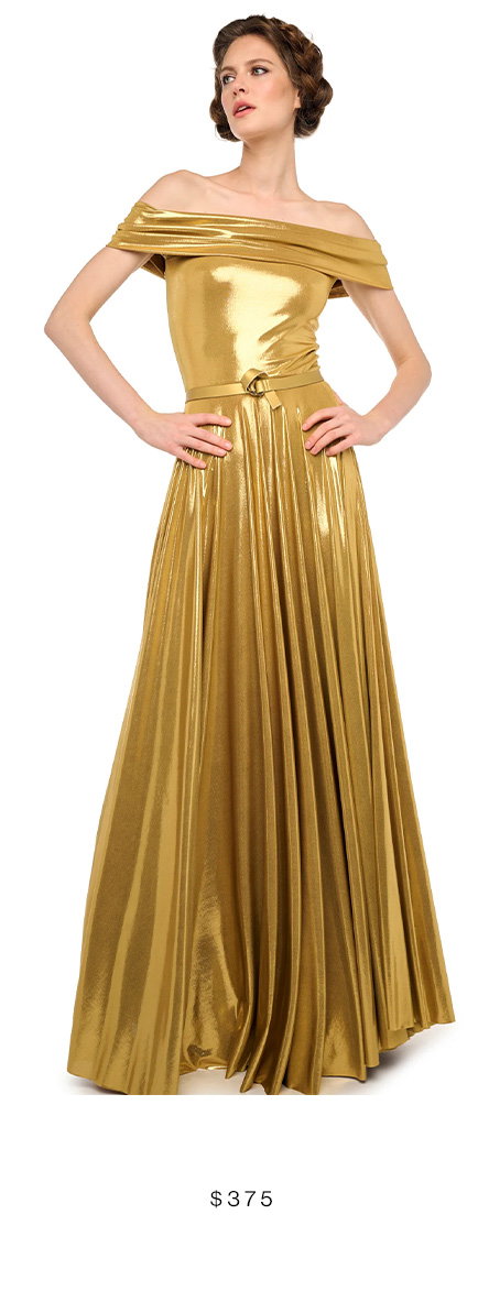 COWL NECK FLARED GOWN