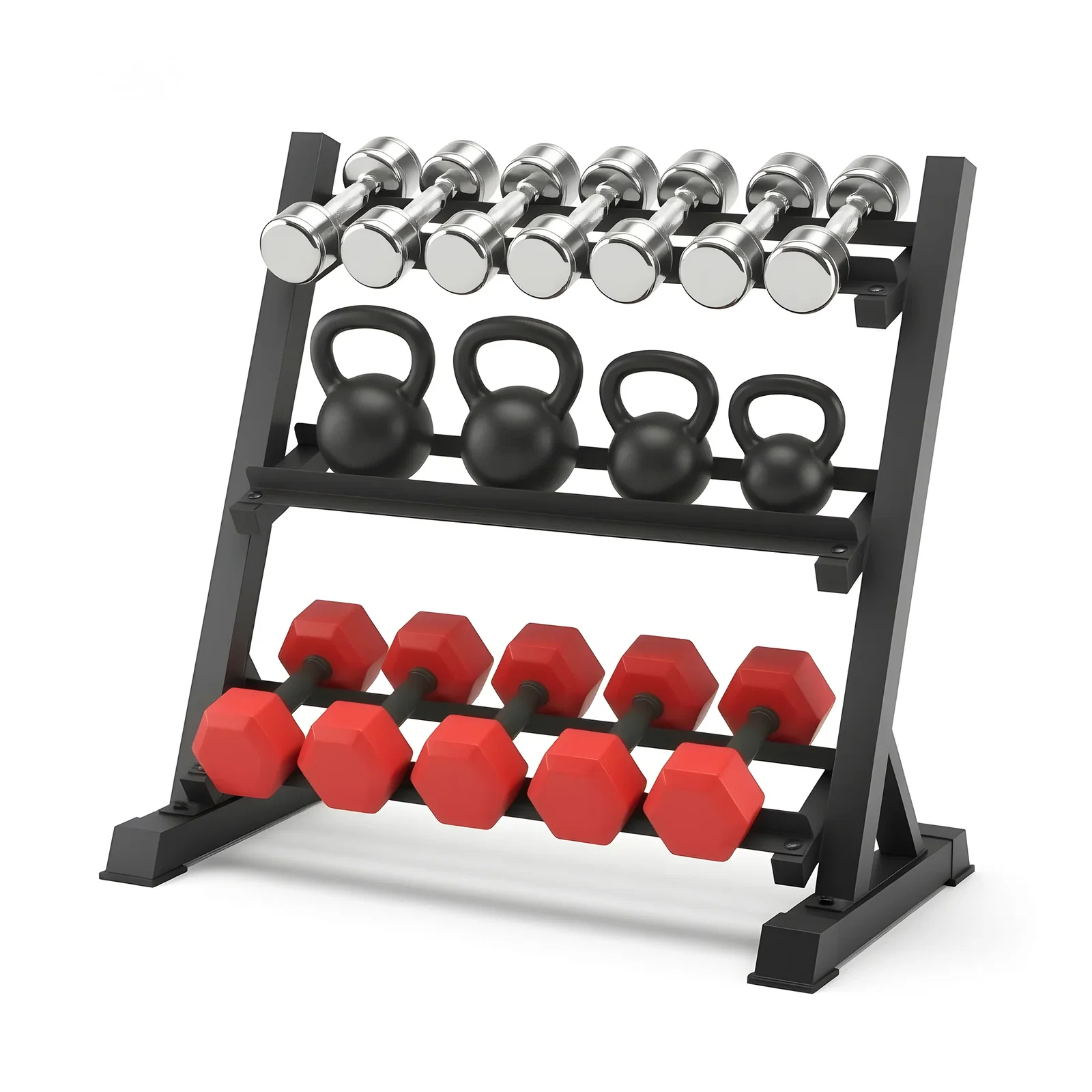 Dumbbell Rack 3-Tier Heavy Duty Weight Storage for Home Gym 300kg Capacity Black