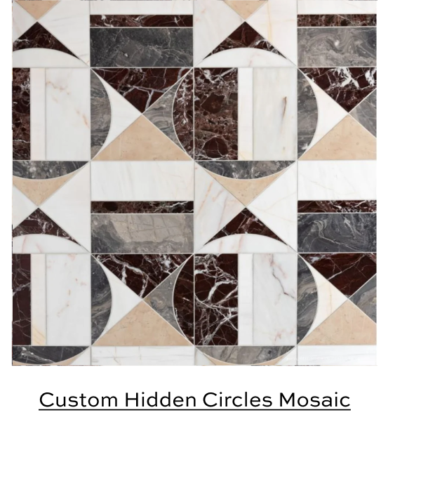 Artistic Tile | Custom Hidden Circles Large Waterjet Mosaic