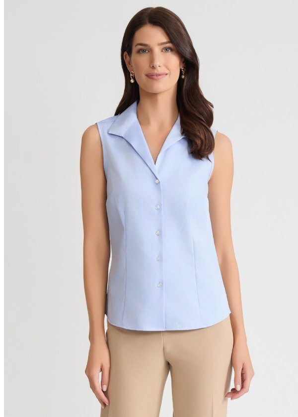 Easy-Care Sleeveless Button-Up Shirt