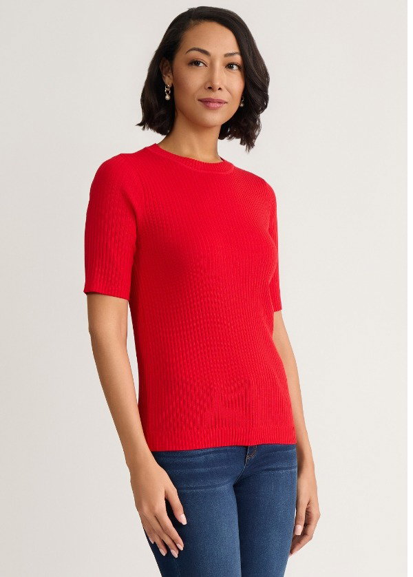 Sutton Tee Shirt, Ribbed Knit