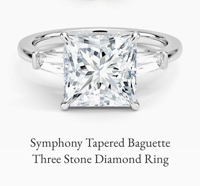 Symphony Tapered Baguette Three Stone Diamond Ring