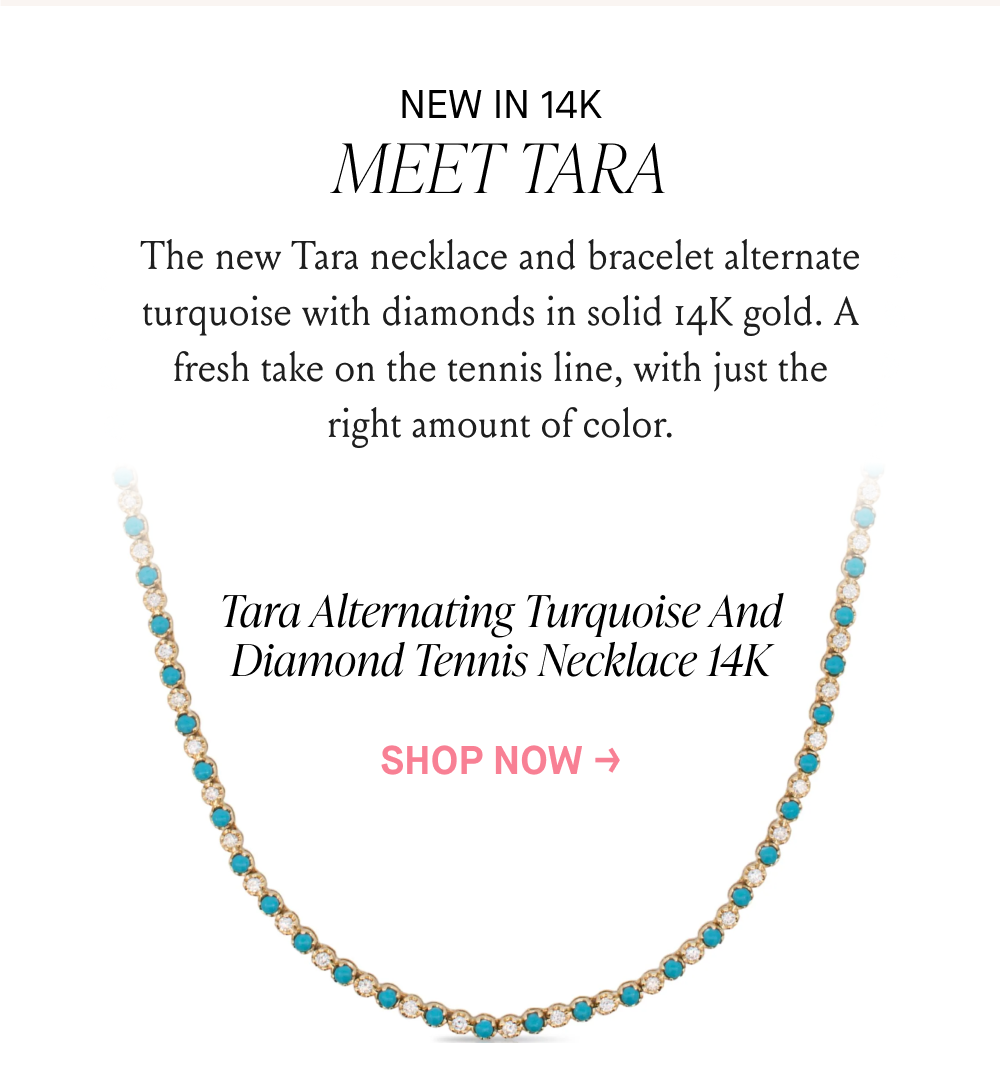 Tara Alternating Turquoise and Diamond Tennis Necklace 14K