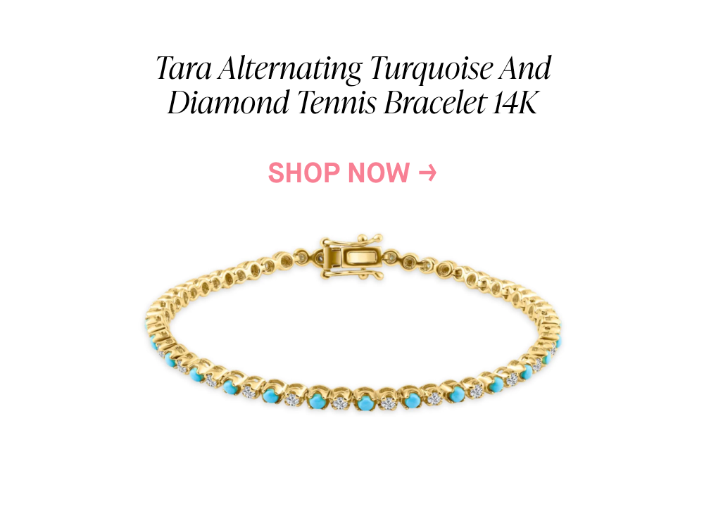 Tara Alternating Turquoise and Diamond Tennis Bracelet 14K