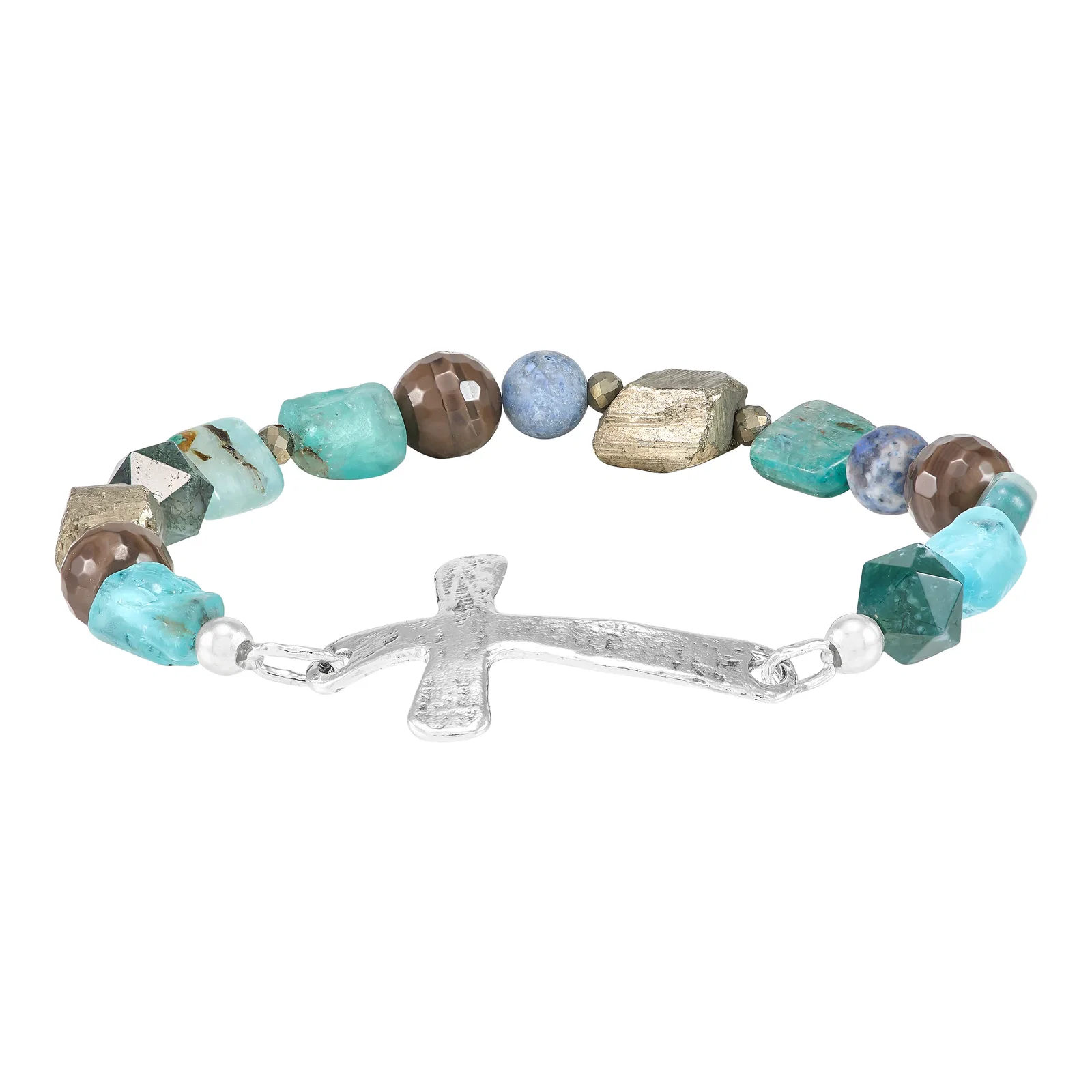 Seaboard Cross Stretch Bracelet, Mixed Stones