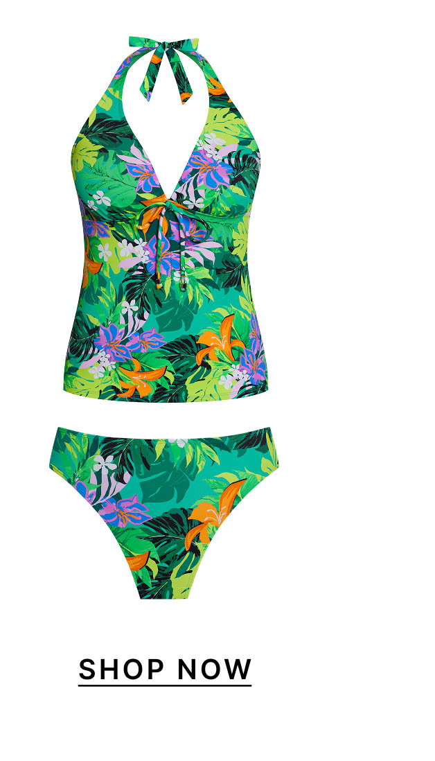 Sicily Halter Tankini Top + Fiji Moderate Bikini Bottom