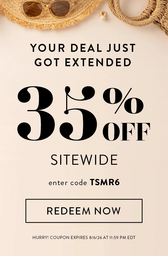 Your Deal Just Got Extended. 35% Off Sitewide. Enter Code TSMR6. Redeem Now. Hurry! Coupon Expires 8/6/26 At 11:59 PM EDT