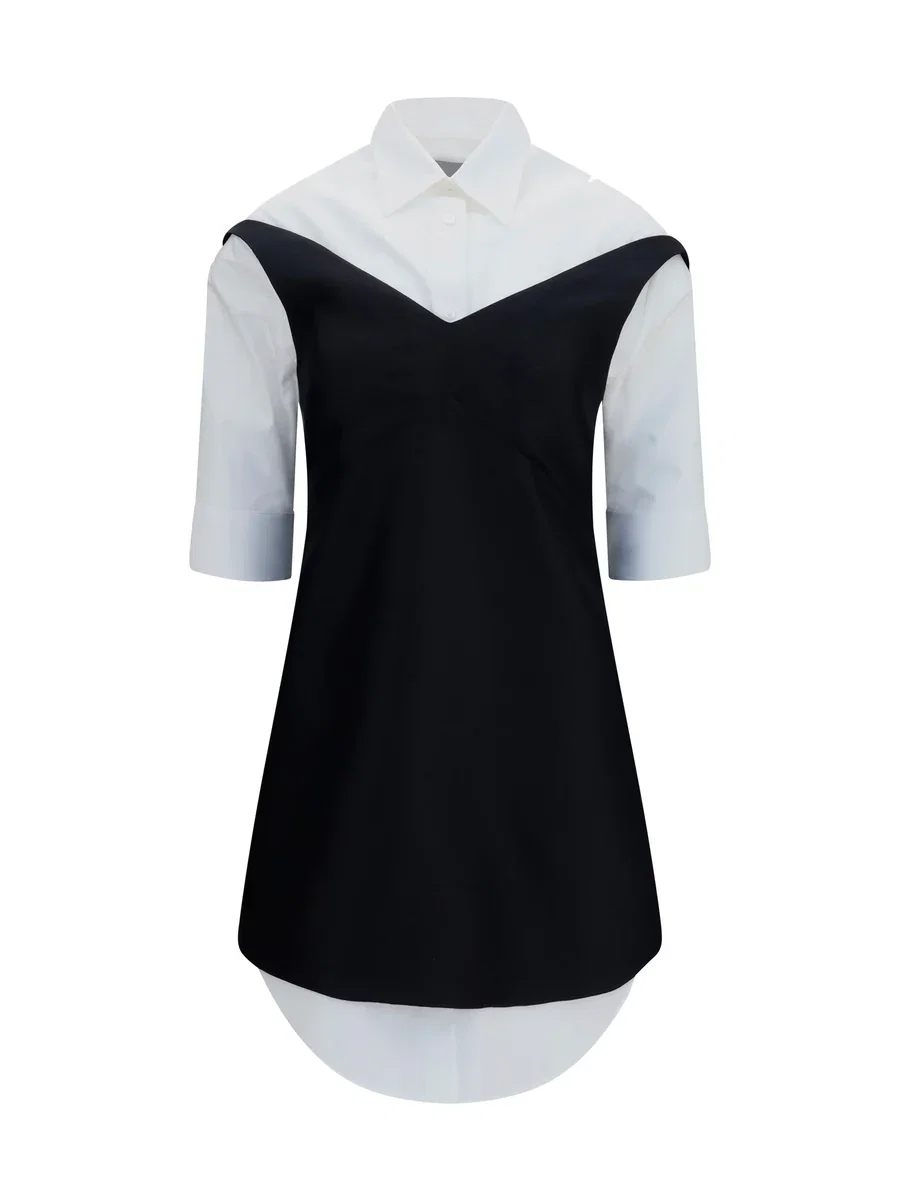 Balenciaga Hybrid Wool-Silk Shirt Dress Black