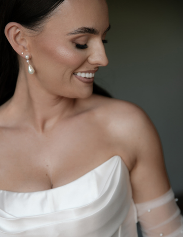 Silver Large Baroque Pearl Drop Stud Earrings