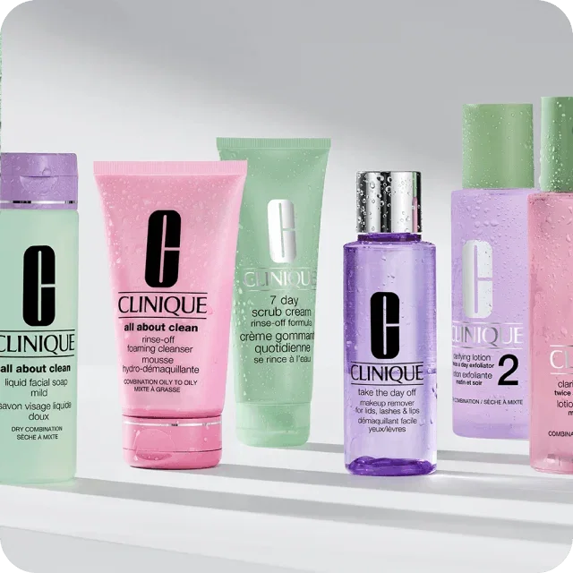 Clinique skincare products for hydrated, healthy-looking skin