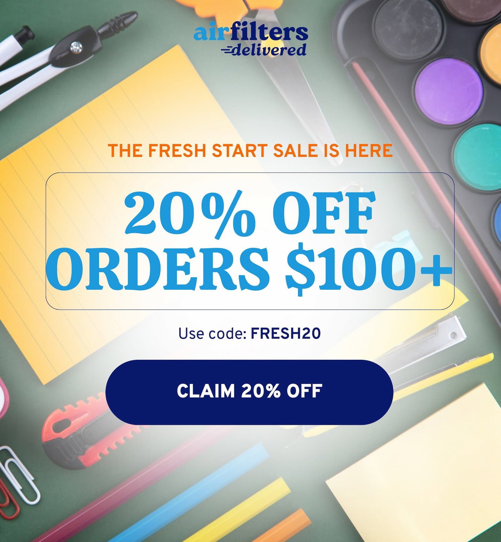 The fresh start sale is here with 20% off orders $100+ with code FRESH20