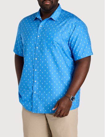 Microfiber Sailboat Print Sport Shirt
