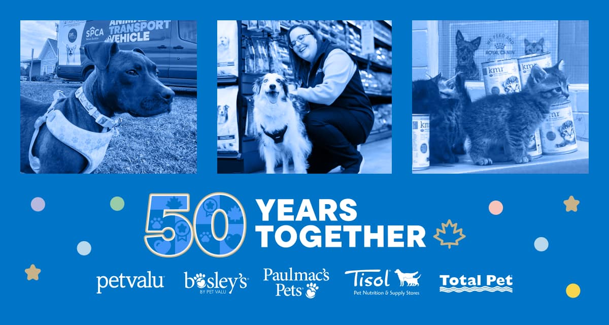 50 Years Together Banner with images of people and pets