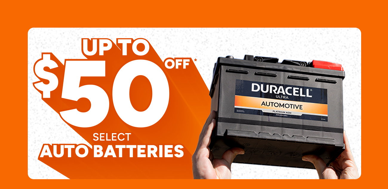 up to $50 off select auto batteries