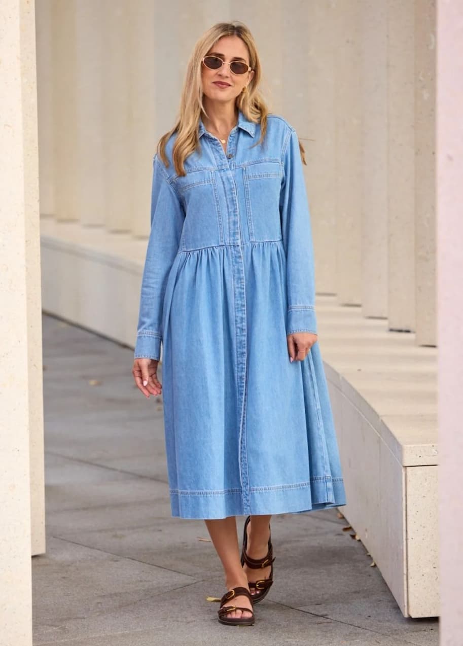 Harper long sleeve denim dress