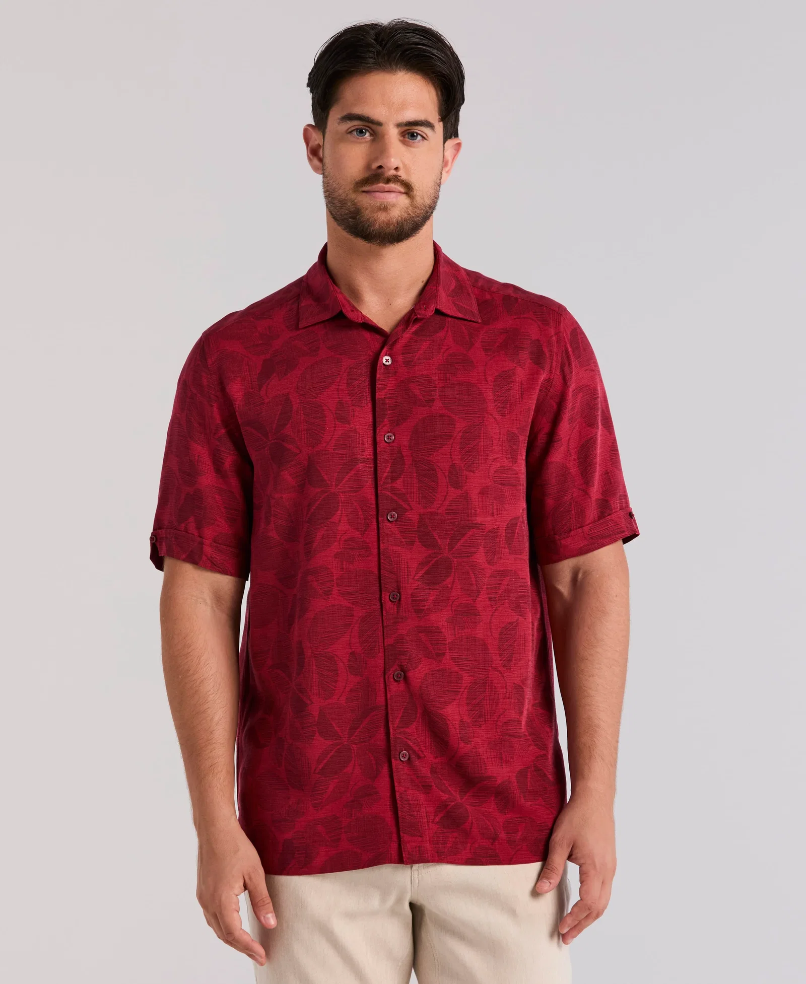 Image of Textured Tonal Floral Print Shirt