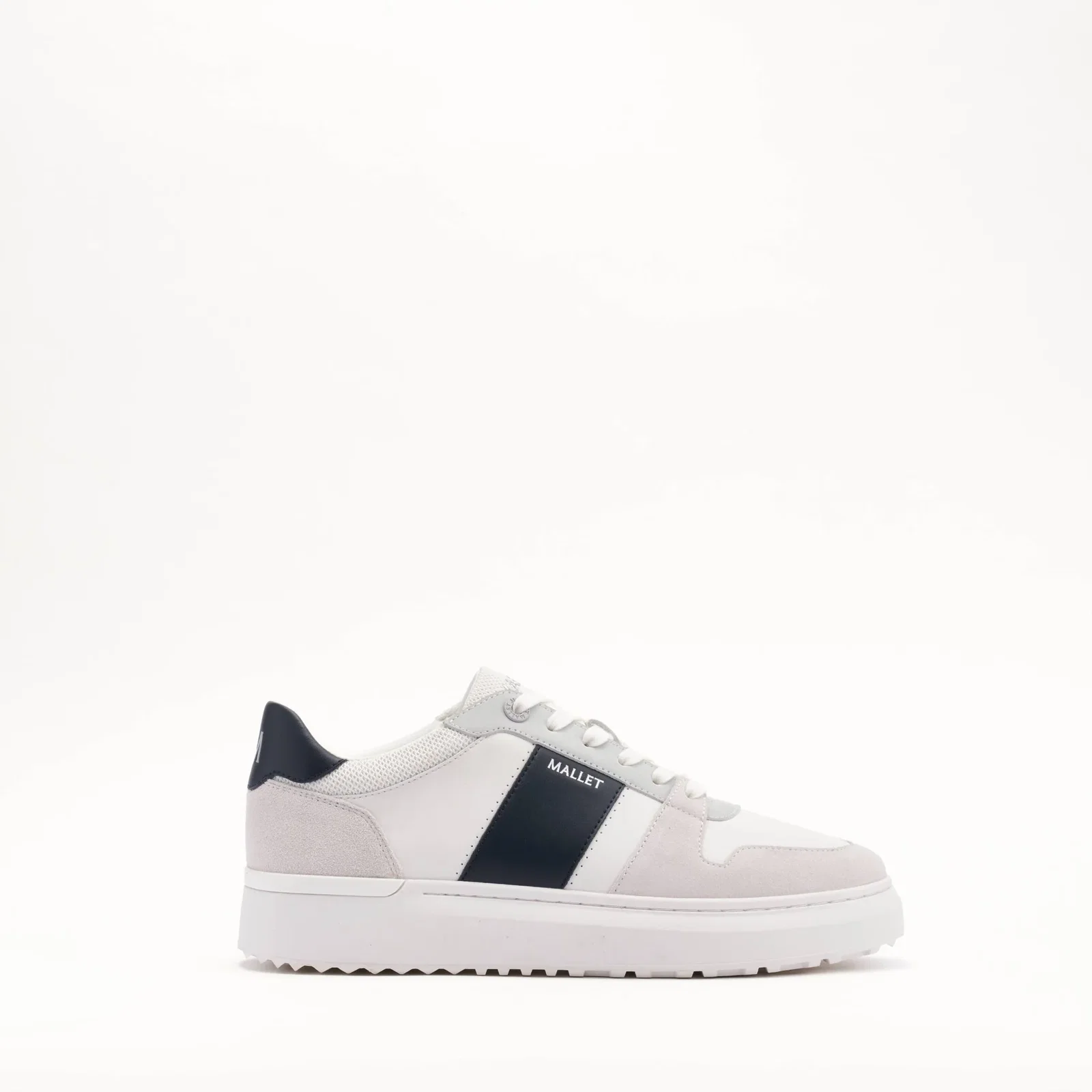 Image of MALLET Hoxton Lite Men's White Navy Leather Trainers