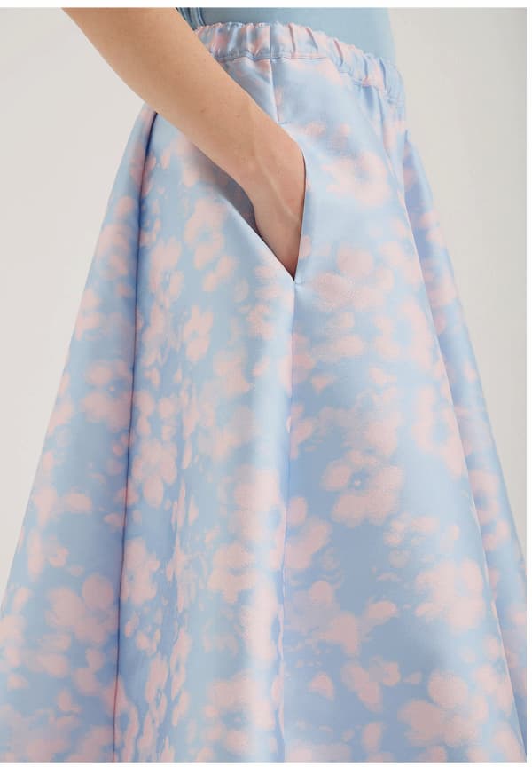 Jac + Jack Arvo Mikado Jacquard Skirt - Whim Washer Blue