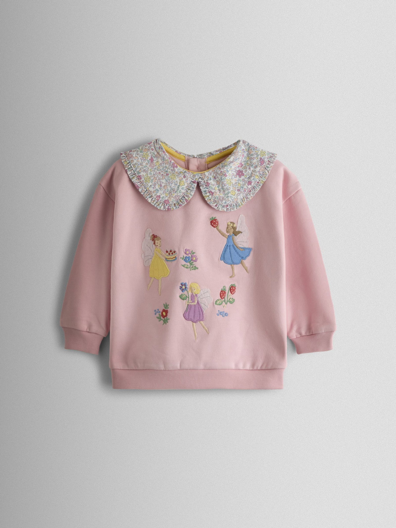 JoJo Maman Bébé Pink Fairy Appliqué Collared Sweatshirt