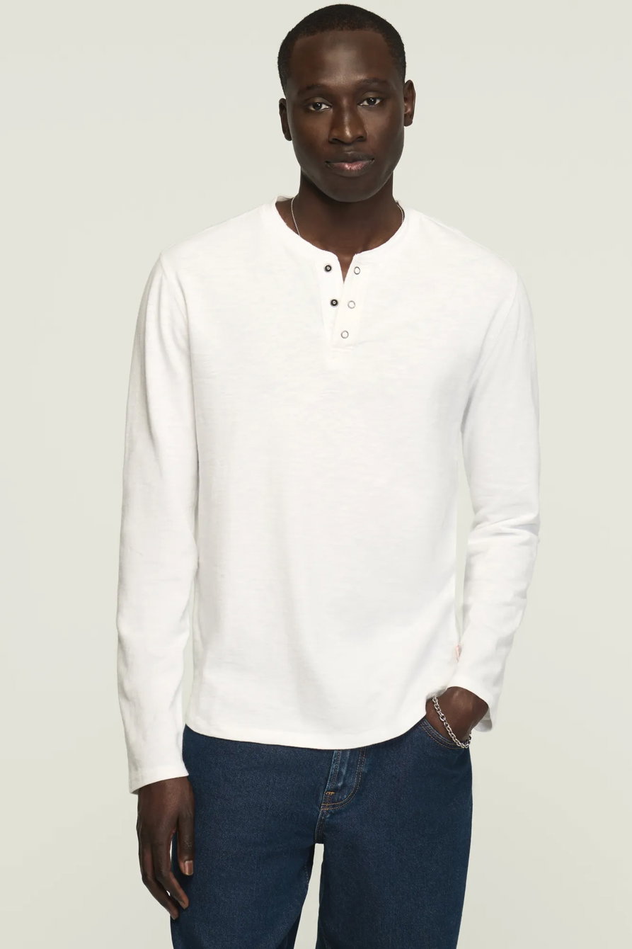 Image of Lucky Brand Weekend Slub Henley - Men's Clothing Tops Tees Henley Shirt in Jet Black