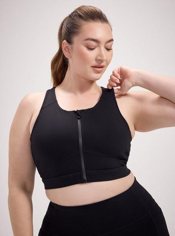 Low-Impact Wireless Zip-Front Active Sports Bra
