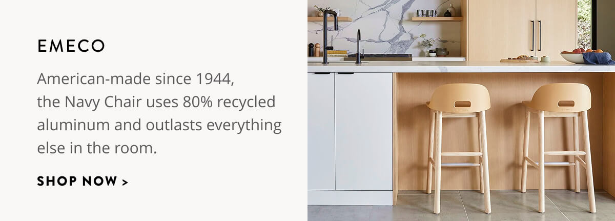 Emeco: American-made since 1944, the Navy Chair uses 80% recycled aluminum and outlasts everything else in the room. Shop now.