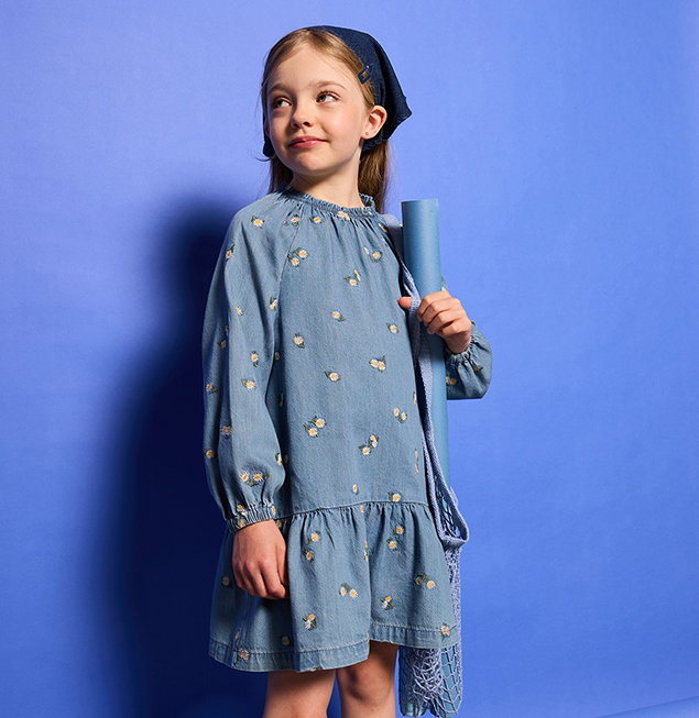 Dress for girls - denim blue