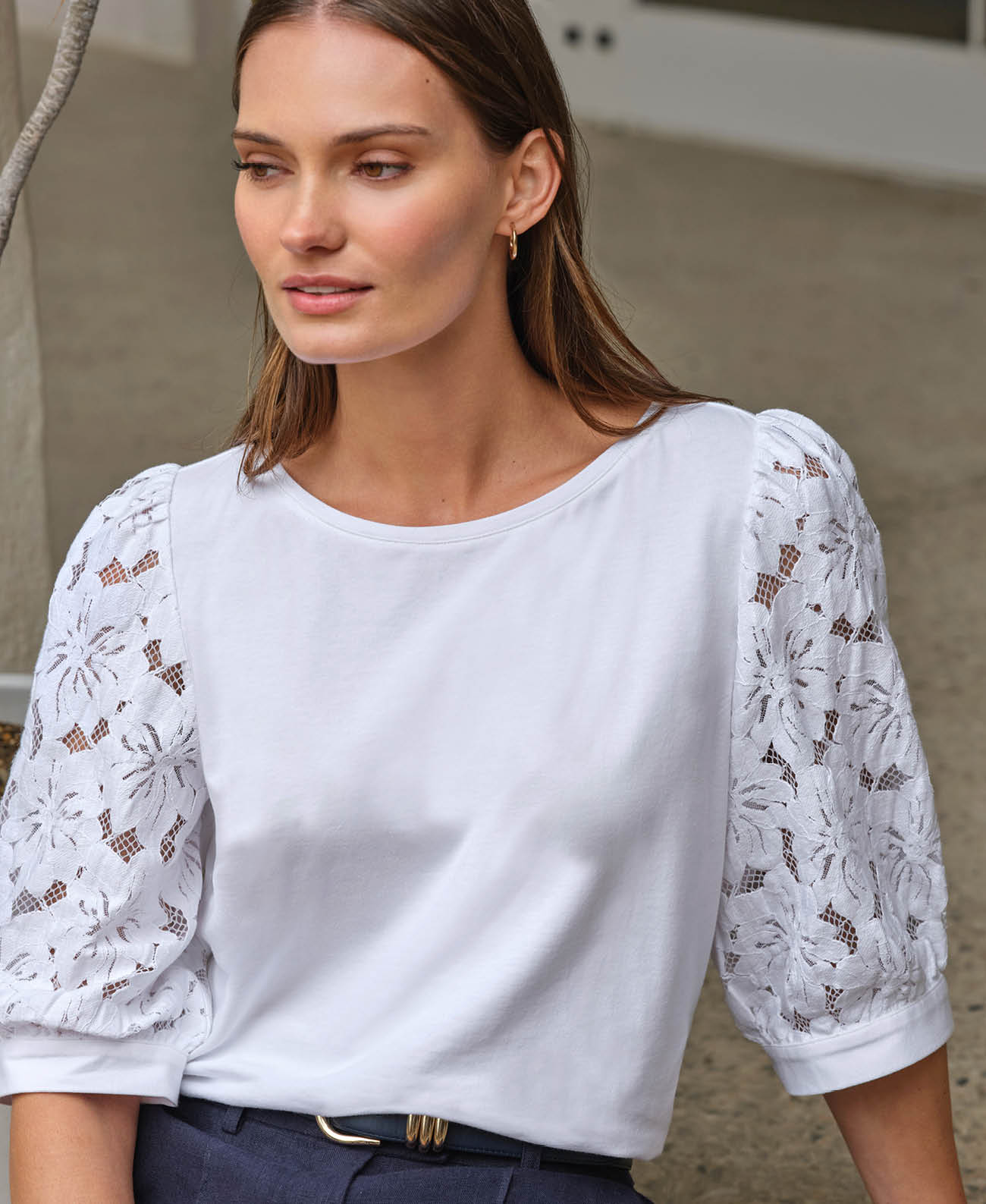Lace Sleeve Tee