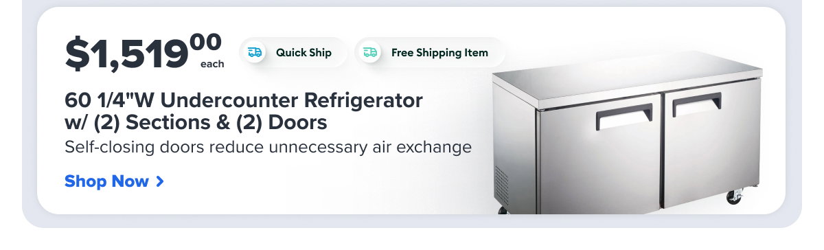 MoTak 60 1/4"W Undercounter Refrigerator