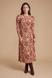 Petite Animal Keyhole Jersey Midi Dress